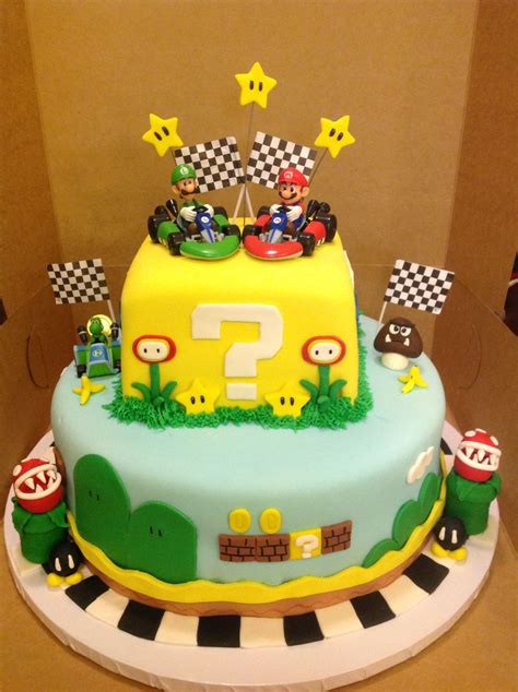 Super mario 3 bros cake featuring raccoon mario popping out of the pipe to sneak away some coins. Mario Kart Cake | Mario birthday cake, Mario bros cake ...