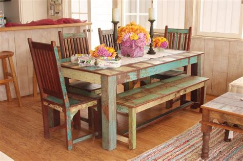Indian Reclaimed Dining Room Set Eclectic Dining Tables Los