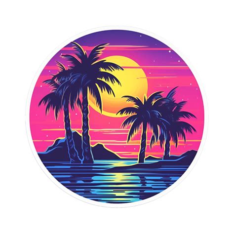 Retrowave 80s Sunset Logo Clipart Ai Generated 23828782 Png