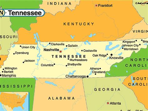 Tennessee Map With Cities And Towns Map