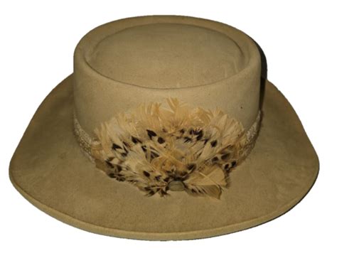 Stetson 5x Beaver Rancher Cowboy Hat Wfeathers Vintage Size 7 14 Tan