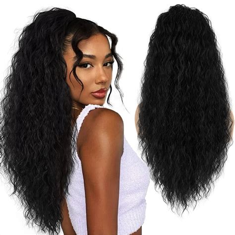 Uamy Hair Long Curly Drawstring Ponytail Extension For Women 26 Inches