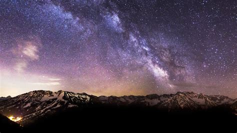 Milky Way Stars Snow Mountains 4k Ultra Hd Desktop Wallpaper