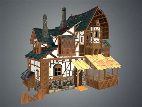 Our floor plan maker calculates dimensions automatically to allow to help you lay out the right space more easily. Low Poly Medieval House 3D asset | CGTrader