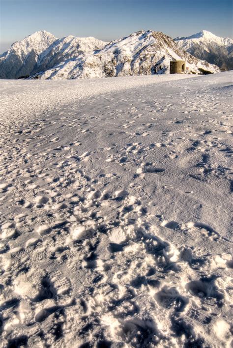 Snow Scenic With Messy Footprints Stock Image Image Of