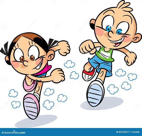 Running Cartoon Children Stock Illustrations 9846 Running Cartoon