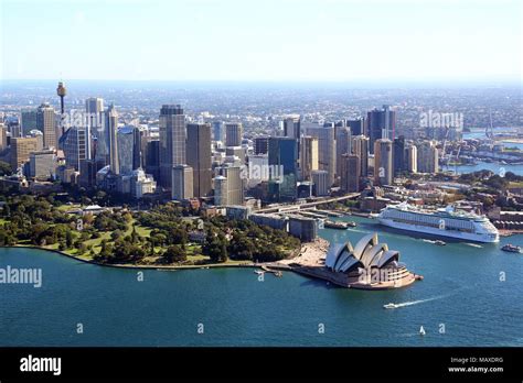 Aerial View Of The Sydney City Skyline Harbour Opera House And A