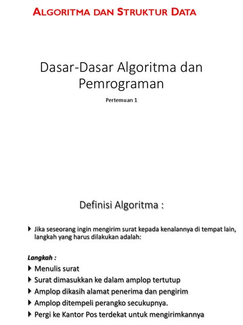 Pertemuan 1 Dasar Dasar Algoritma Dan Pemrograman Pdf