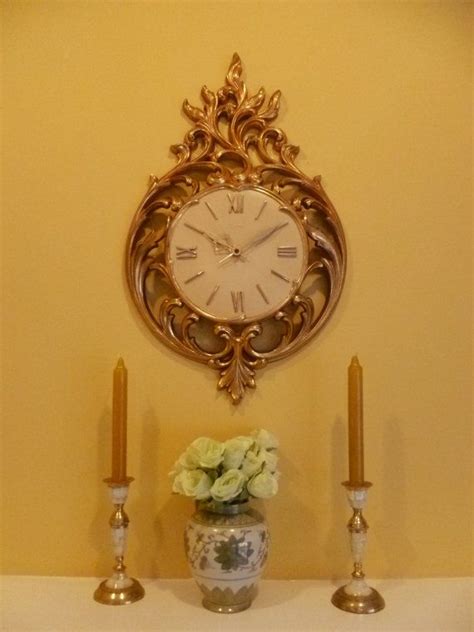 Mid Century Ornate Gold Wall Clock By Syroco By Kateandcarol 5995