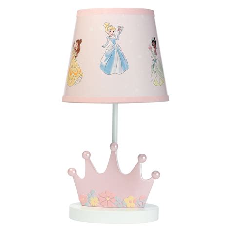 Disney Princesses Pink Crown Nursery Lamp With Shade And Bulb