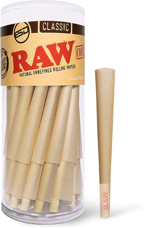 raw cones classic king size 50 pack natural pre rolled rolling paper with tips and packing