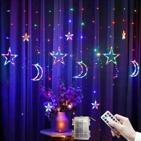 35m Decorative Starry String Curtain Lights Moons And Stars Led