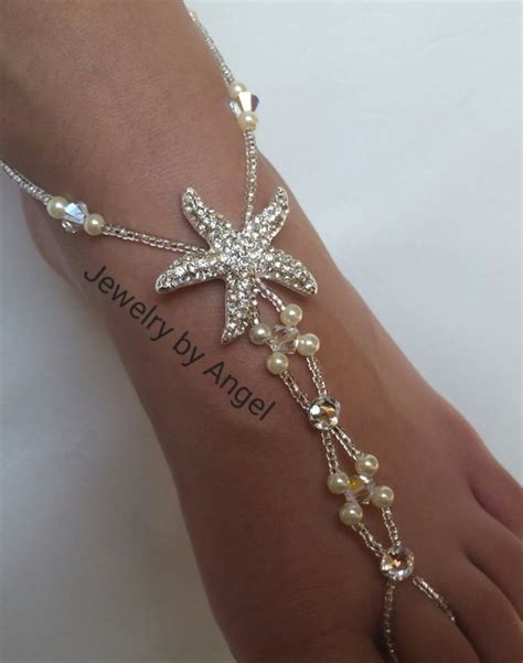 Starfish Pearl Foot Jewelry Crystal Silver Bridal Barefoot