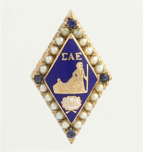 Sigma Alpha Epsilon Fraternity Badge Pin 10k Yellow Gold Sapphire