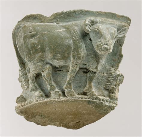 Fragment Of A Bowl With A Frieze Of Bulls In Relief Steatite With