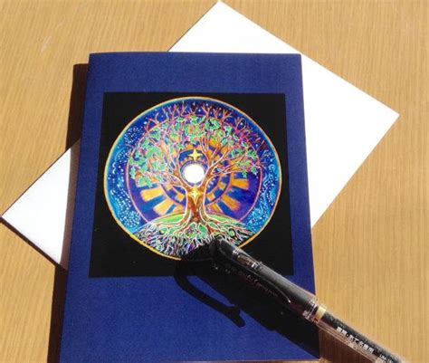 Mandala Solstice Card Full Moon Tree Of Life Winter Etsy Greeting