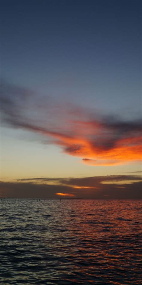 Evening Sunset Sea Calm And Beautiful Sky 1080x2160 Wallpaper