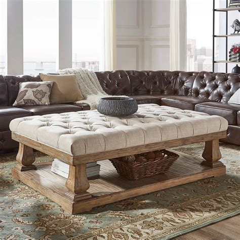 Tufted ottoman coffee table round tufted ottoman chesterfield cocktail ottoman traditional furniture my new room sectional sofa couches living room furniture. Weston Home Galvin Tufted Linen Cocktail Table, Multiple ...