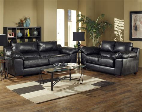 Black Bonded Leather Match Modern Sofa Set Woptions