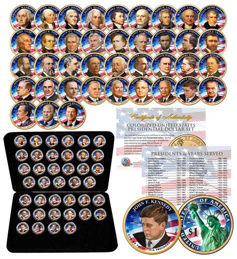 39 Coin Complete Set Presidential 1 Us Dollar Fully Colorized 2 Sided