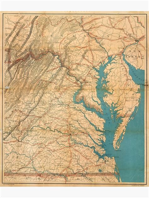 Vintage Map Of Virginia And The Chesapeake Bay 1862 Poster For Sale By Bravuramedia Redbubble