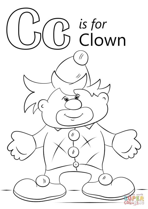 Download and print free c coloring pages to keep little hands occupied at home; Letter C is for Clown coloring page | Free Printable ...