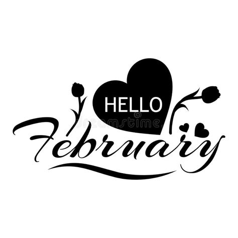 Calligraphy And Text Hello February Flat Design Vector Illustration