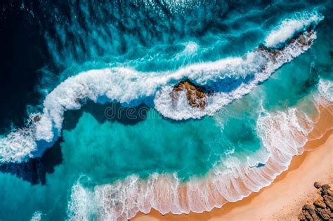 Blue Ocean Waves The Seashore And The Shoreline Top View From An
