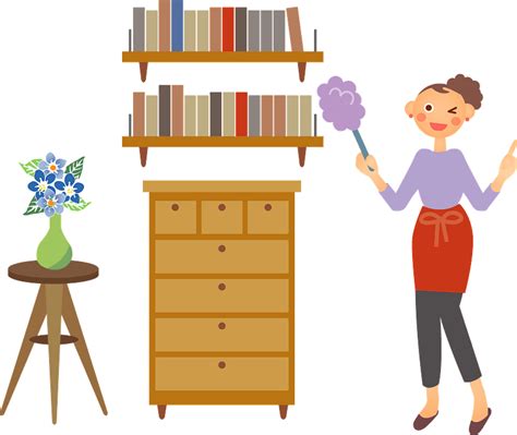Woman Is Cleaning With A Feather Duster Clipart Free Download