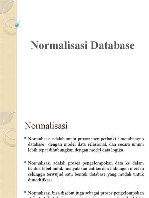 Normalisasi Basis Data Penjelasan Pdf