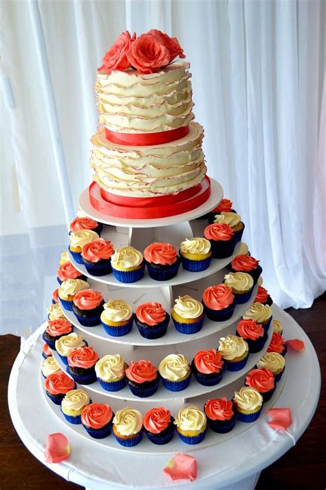 Coral Ruffled Wedding Cake Cake By Piece Ocake Cakesdecor