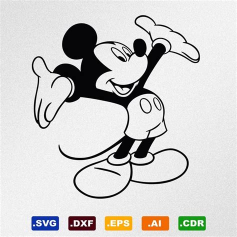 Mickey Mouse Svg Dxf Eps Ai Cdr Vector Files For Etsy In