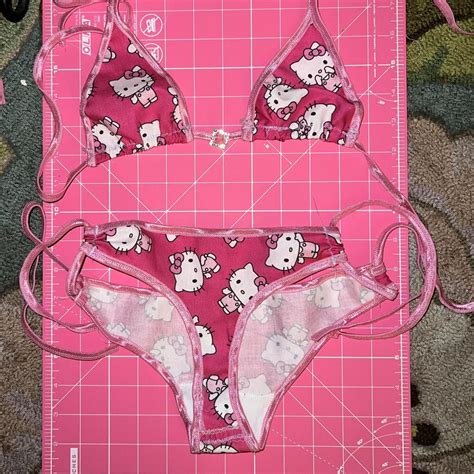 pink handmade hello kitty bikini lingerie never depop
