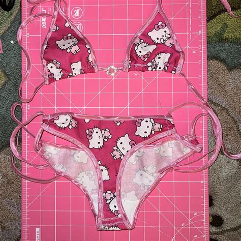 Pink Handmade Hello Kitty Bikini Lingerie Never Depop