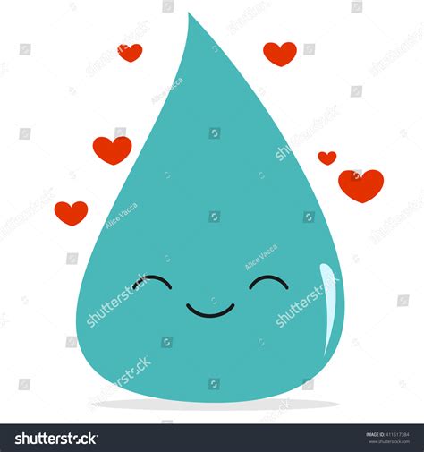 Happy Cute Cartoon Water Drop Vector Stock Vector Royalty Free 411517384