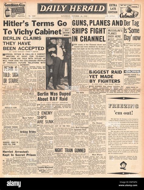 1940 Front Page Daily Herald British German Guns Fire Over The Straits