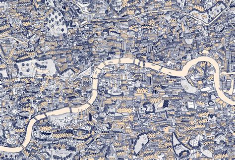 Silk Screen Hand Drawn Map Of London Mapping London