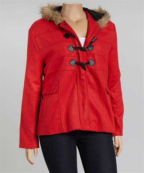 Look What I Found On Zulily Yoki Red Faux Fur Hood Toggle Coat Plus