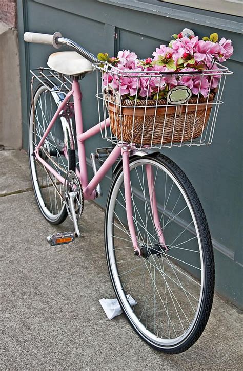Vintage Pink Bicycle With Pink Flowers Pink Bicycle Pretty Bicycle