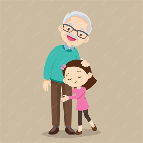premium vector granddaughter hugging his grandfathersmiling grandfather embracing