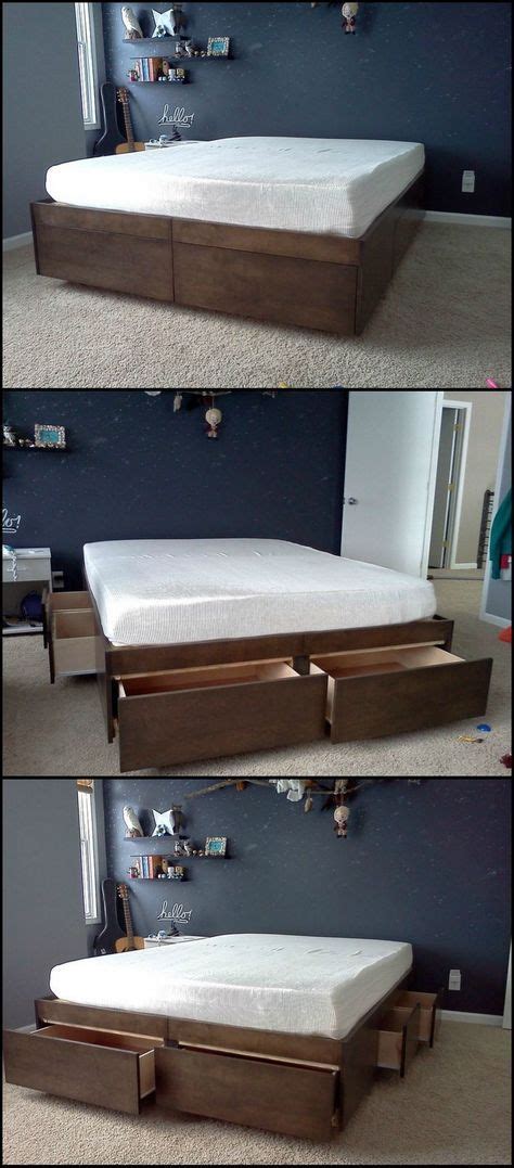 It appears to have drawers on all sides, but two of the drawers in the foot are fake to allow space for the larger drawers on the sides. Do-It-Yourself Bed With Drawers | Your Projects@OBN | Diy ...