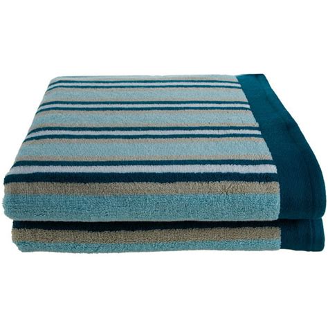 Striped 2 Piece Bath Towel Set Premium Long Staple Cotton 4 Colors