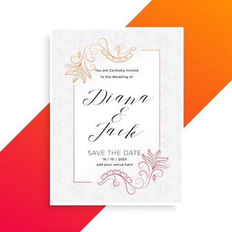 Lovely Floral Wedding Invitation Card Design Template Vector Free
