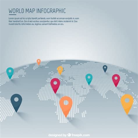 Free Vector World Map With Pointer Infographic