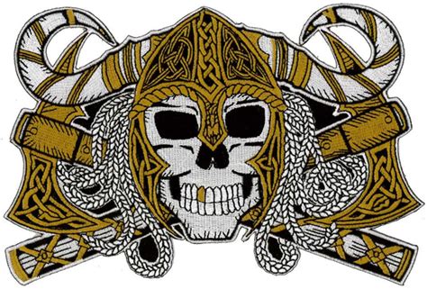 Viking Skull Embroidered Back Patch 20cm X 13cm Etsy Uk