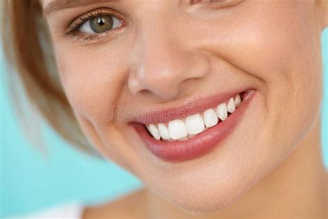 Beautiful Smile Smiling Woman Face With White Teeth Full Lips Stock Image Image Of Closeup