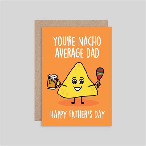 Funny Food Cards Fathers Day Pun Cards Nacho Average Etsy