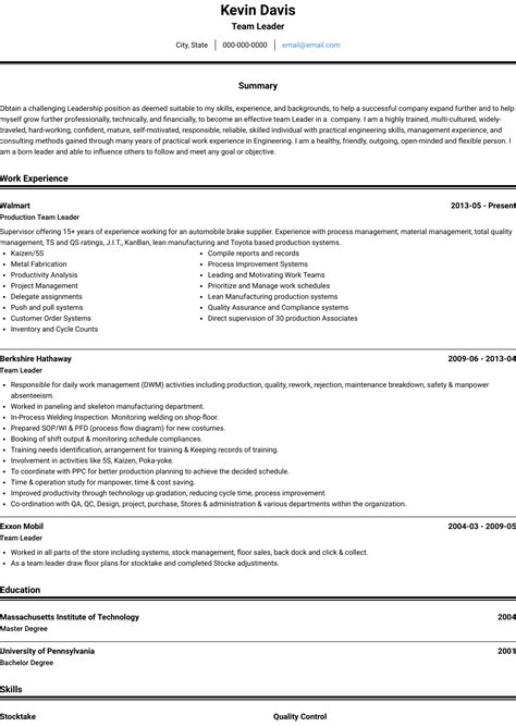 team lead cv for team leader operations team leader resume example cnc precision the 14