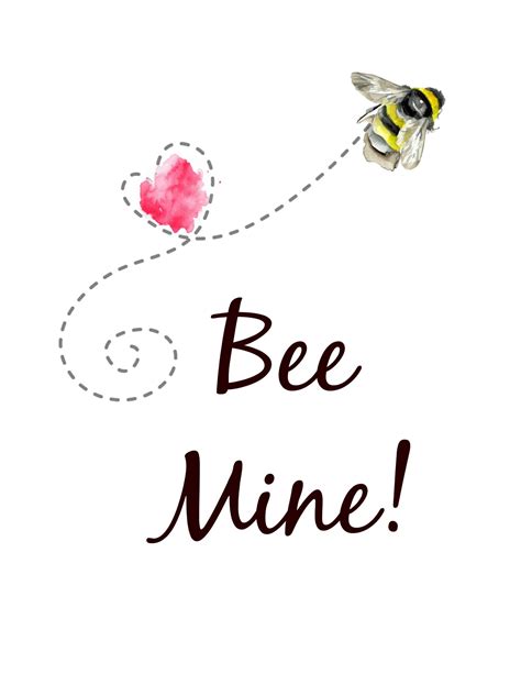 Bee Mine Valentine Printable 4 Color Options 2 Bees In A Pod