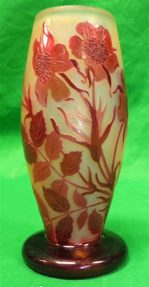 Galle Vase Original Cameo Glass H 6 2 France Clear Glass Vases Cut Glass Glass Art Art